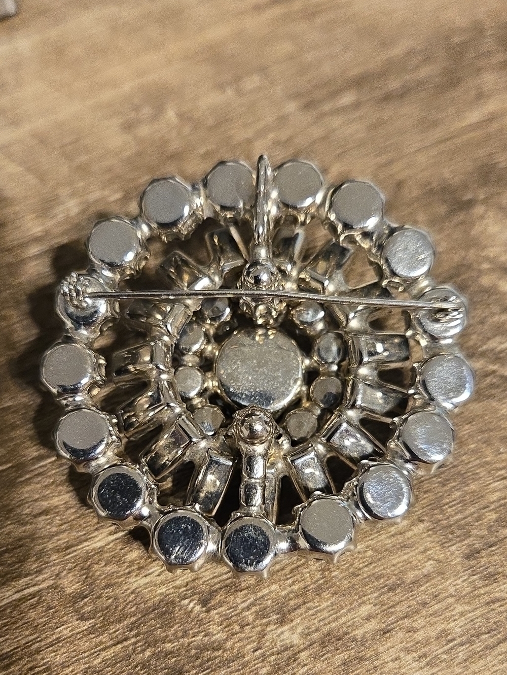 Mid-Century Multi-Tier Blue Aurora Borealis Rhinestone Statement Brooch Pendant - Picture 5 of 6